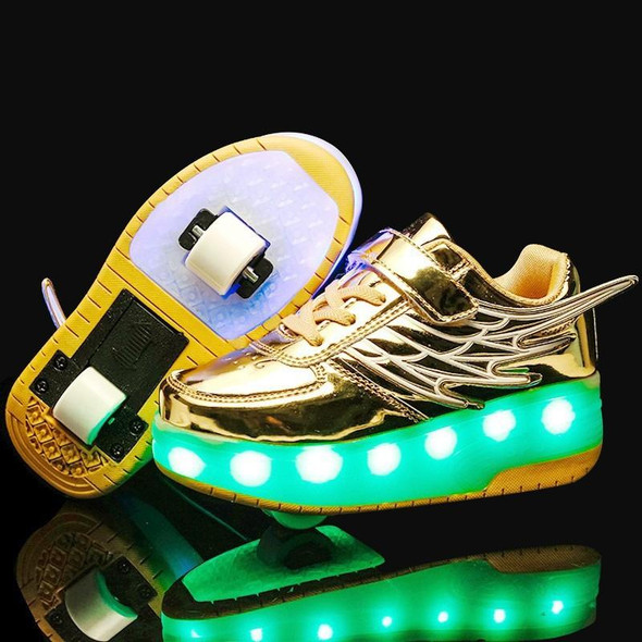 CD03 LED Double Wheel Wing Roller Skating Shoes, Size : 40(Gold)