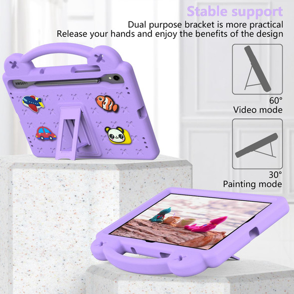 For Samsung Galaxy Tab S8 X700 Handle Kickstand Children EVA Shockproof Tablet Case(Light Purple)