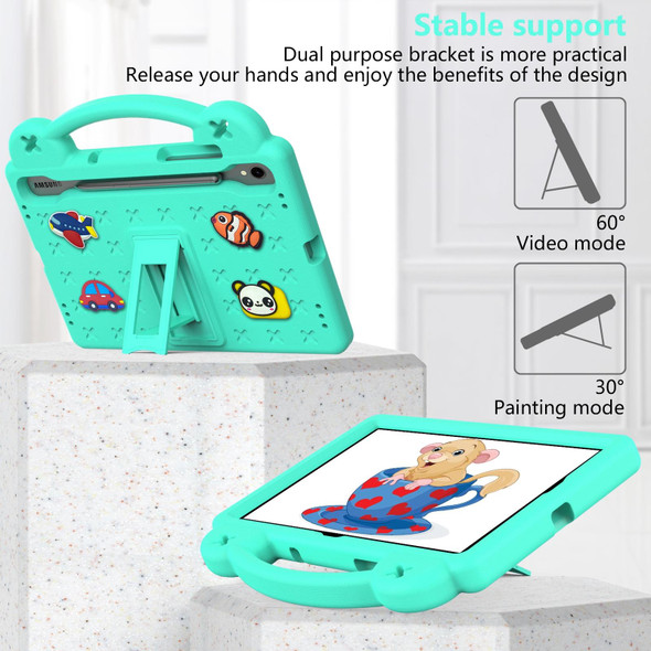 For Samsung Galaxy Tab S7 T870 Handle Kickstand Children EVA Shockproof Tablet Case(Mint Green)