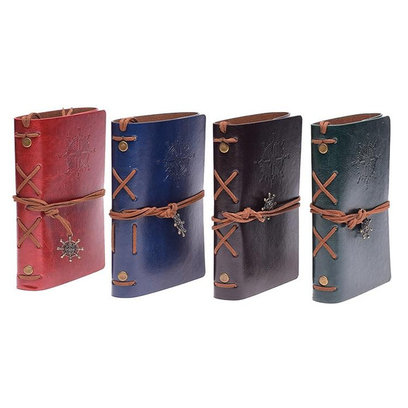 2 PCS Spiral Notebook Diary Notepad Vintage Pirate Anchors PU Leatherette Stationery Gift Traveler Journal, Paper Size:L(coffee)