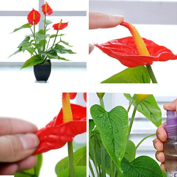 Artificial Flower Calla Plant Potted Home Decoration Green Plant(Red)