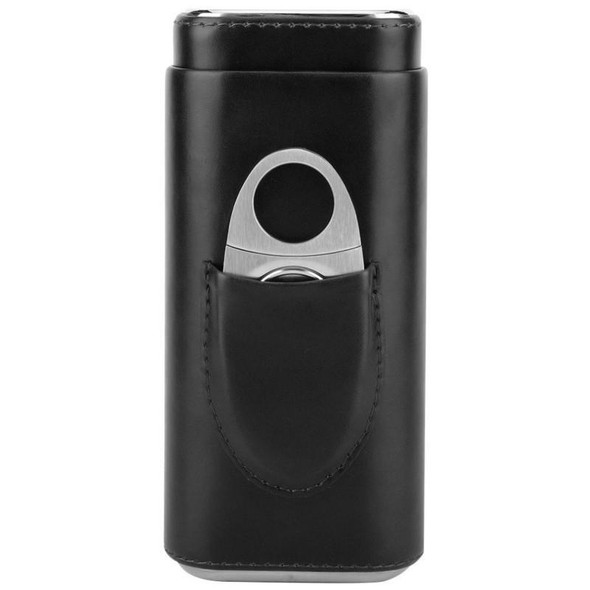 2 PCS  Portable Cigar Case with Cigar Shear Case Cigarette Accessories Utensil(Black)