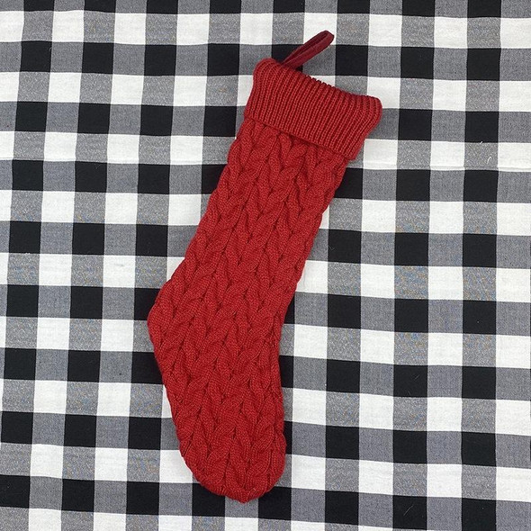 Knitted Woolen Gift Bags Christmas Socks Christmas Pendants Ornaments(Red)
