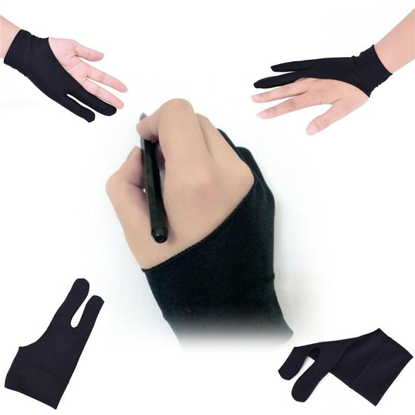 10 PCS 2 Finger Anti-fouling Drawing Glove for Graphics Drawing Tablet, Both for Right and Left Hand(For  men)