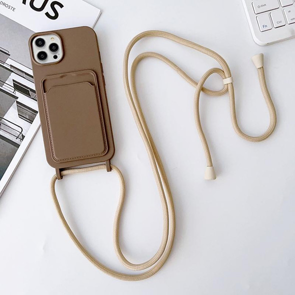 For iPhone 15 Pro Max Crossbody Lanyard Elastic Silicone Card Holder Phone Case(Dark Grey)