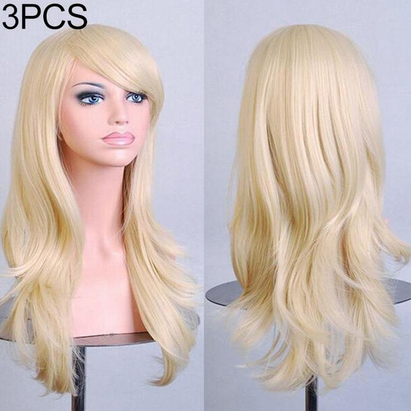 3 PCS Anime Cos Role Playing Wig Cosplay Color Stage Headgear(Yellow)