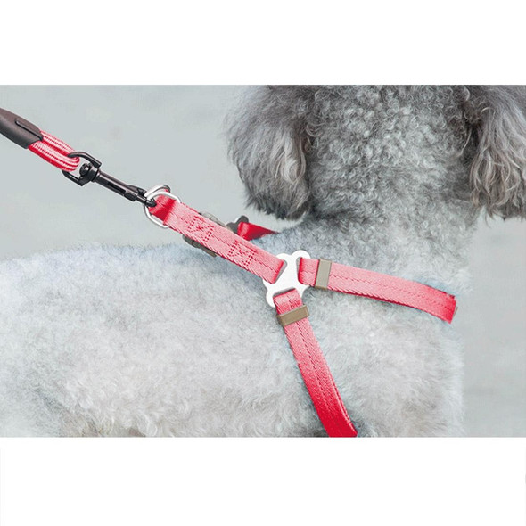 Pet Dog Collar + Harness + Leash Three Sets, M, Harness Chest Size: 43-67cm, Collar Neck Size: 33-52cm, Pet Weight: 15kg Below (Red)