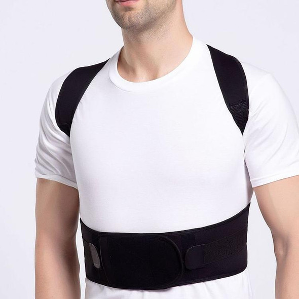 Male Female Adjustable Magnetic Posture Corrector Corset Back Men Brace Back Shoulder Belt Lumbar Support Straight, Size:XL (Black)