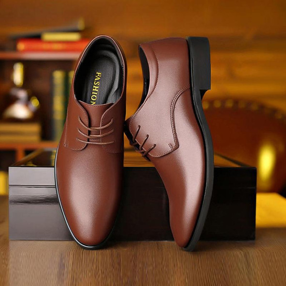 Suit Groomsmen Men Shoes Business Formal Casual Leather Dhoes, Size: 44(Brown)