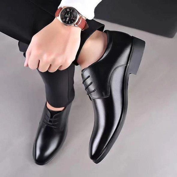 Suit Groomsmen Men Shoes Business Formal Casual Leather Dhoes, Size: 42(Black)