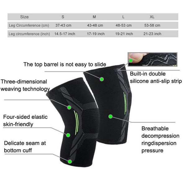 1 Pair Nylon Sports Protective Gear Four-way Stretch Knit Knee Pads, Size: M(Dark Green)