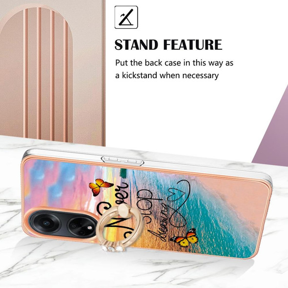 For OPPO A98 Electroplating IMD TPU Phone Case with Ring(Dream Butterfly)