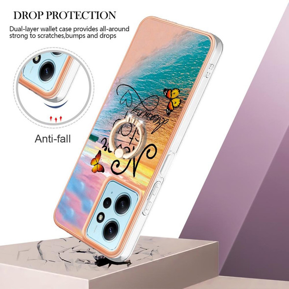 For Xiaomi Redmi Note 12 4G Global Electroplating IMD TPU Phone Case with Ring(Dream Butterfly)