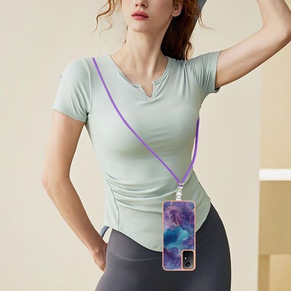 For Xiaomi Redmi Note 12S 4G Electroplating Marble Dual-side IMD Phone Case with Lanyard(Purple 016)