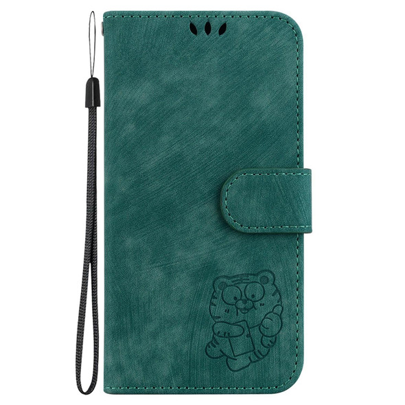 For Motorola Edge 30 Pro / Edge+ 2022 Little Tiger Embossed Leatherette Phone Case(Green)