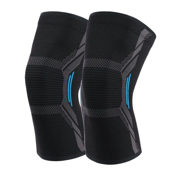 1 Pair Nylon Sports Protective Gear Four-way Stretch Knit Knee Pads, Size: S(Black Blue)