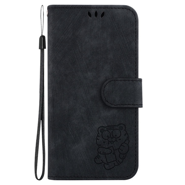 For Motorola Edge 20 Pro Little Tiger Embossed Leatherette Phone Case(Black)