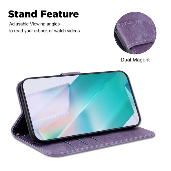 For Motorola Edge 20 Pro Little Tiger Embossed Leatherette Phone Case(Purple)