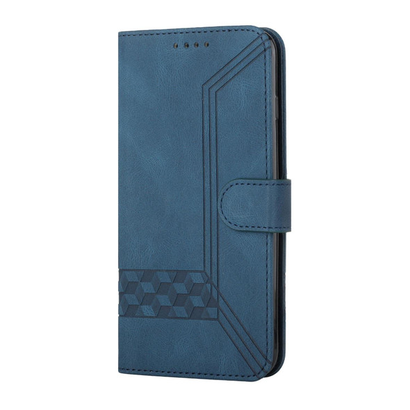 For iPhone 15 Cubic Skin Feel Flip Leatherette Phone Case(Blue)