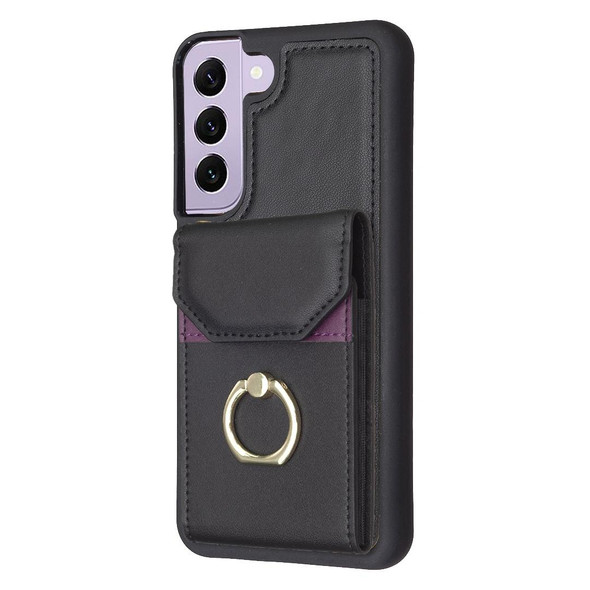 For Samsung Galaxy S21 FE 5G BF29 Organ Card Bag Ring Holder Phone Case(Black)
