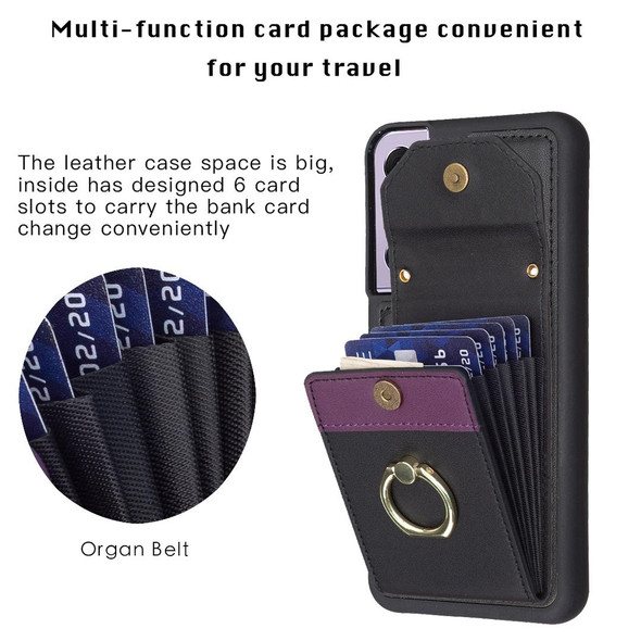 For Samsung Galaxy S21+ 5G BF29 Organ Card Bag Ring Holder Phone Case(Black)