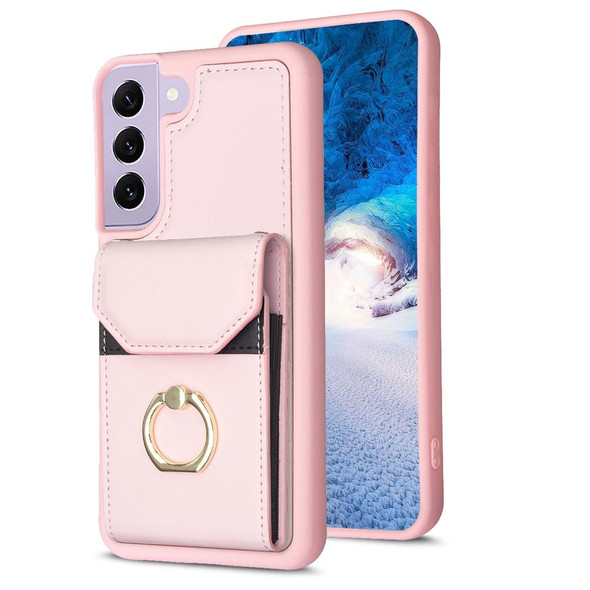 For Samsung Galaxy S22+ 5G BF29 Organ Card Bag Ring Holder Phone Case(Pink)