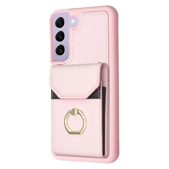 For Samsung Galaxy S21 FE 5G BF29 Organ Card Bag Ring Holder Phone Case(Pink)