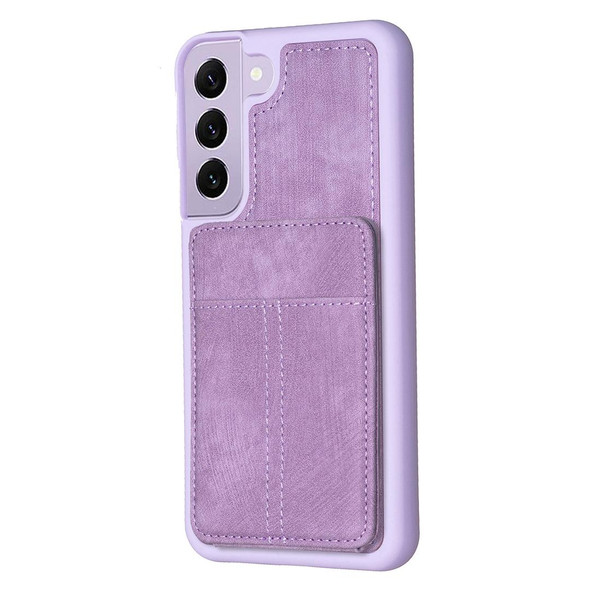 For Samsung Galaxy S22+ 5G BF28 Frosted Card Bag Phone Case with Holder(Purple)