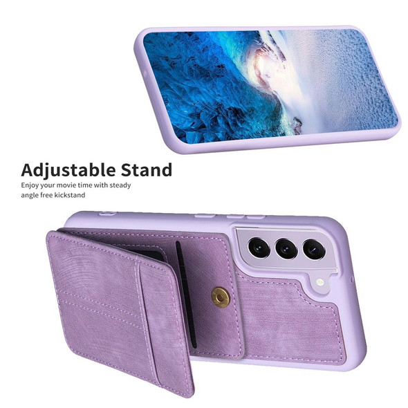 For Samsung Galaxy S21 5G BF28 Frosted Card Bag Phone Case with Holder(Purple)