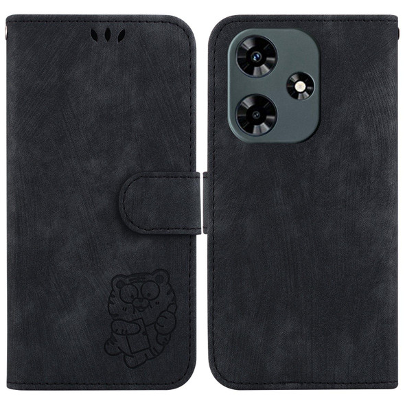 For Infinix Hot 30 Little Tiger Embossed Leatherette Phone Case(Black)