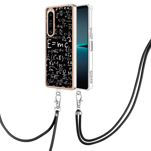 For Sony Xperia 1 IV Electroplating Dual-side IMD Phone Case with Lanyard(Equation)