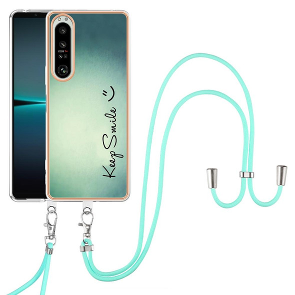 For Sony Xperia 1 IV Electroplating Dual-side IMD Phone Case with Lanyard(Smile)