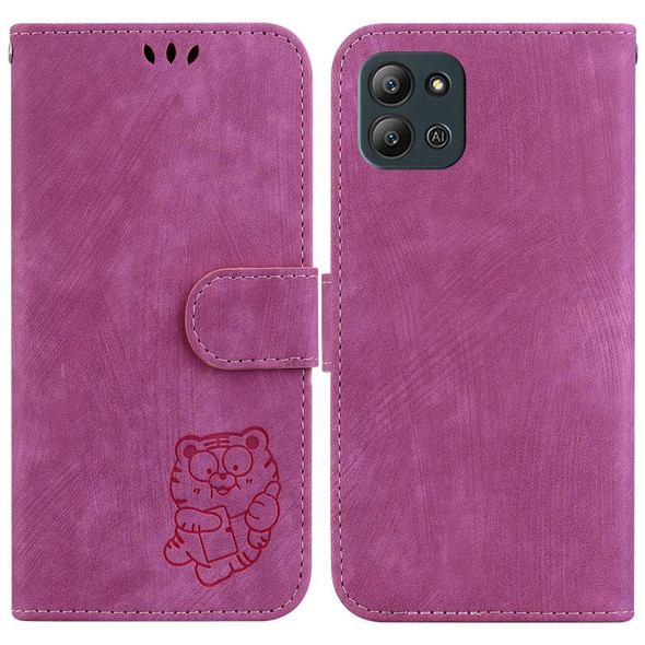 For Infinix Hot 11 2022 Little Tiger Embossed Leatherette Phone Case(Rose Red)