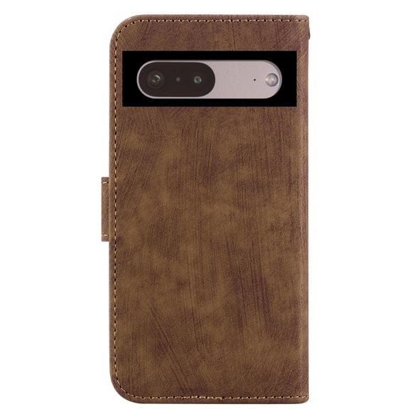 For Google Pixel 7 Little Tiger Embossed Leatherette Phone Case(Brown)