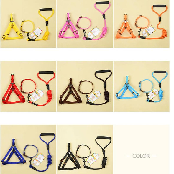 Pet Dog Collar + Harness + Leash Three Sets, M, Harness Chest Size: 43-67cm, Collar Neck Size: 33-52cm, Pet Weight: 15kg Below (Orange)