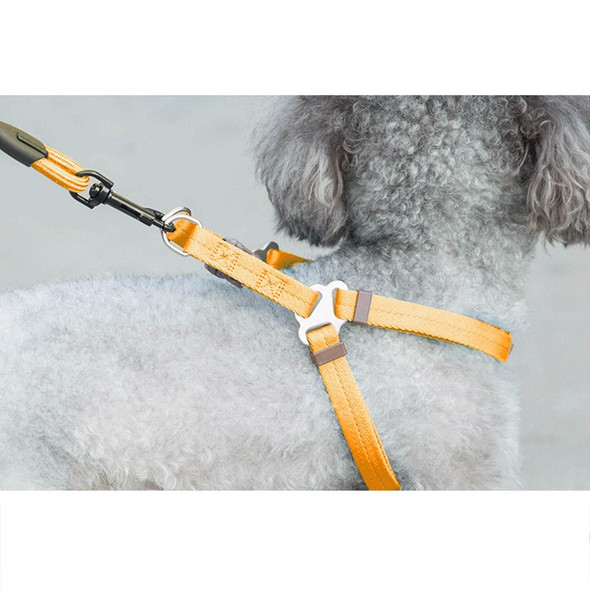 Pet Dog Collar + Harness + Leash Three Sets, M, Harness Chest Size: 43-67cm, Collar Neck Size: 33-52cm, Pet Weight: 15kg Below (Orange)