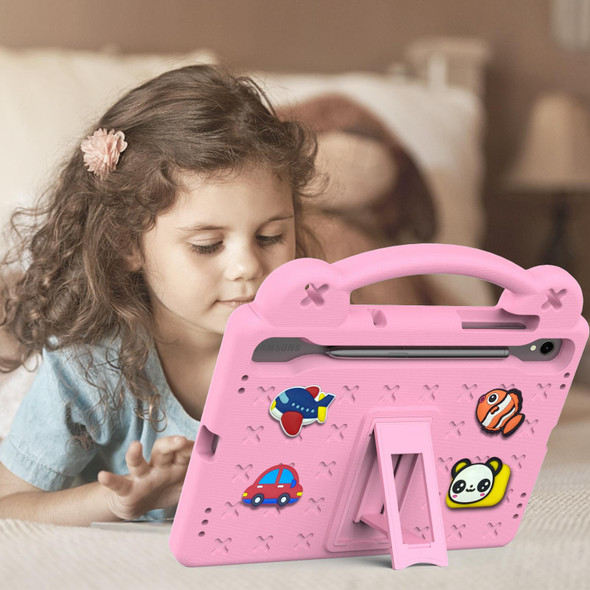 For Samsung Galaxy Tab S7 T870 Handle Kickstand Children EVA Shockproof Tablet Case(Pink)