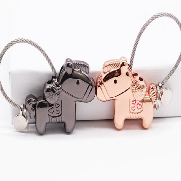 Couple Keychain with Magnet Creative Metal Small Gift Car Bag Pendant(Light Gold)