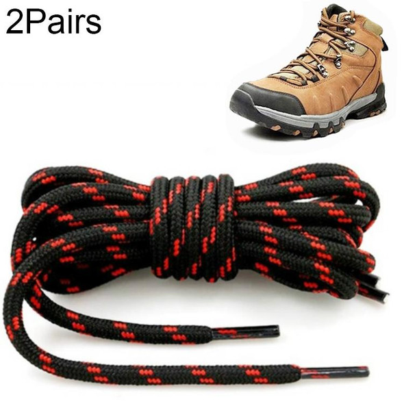 2 Pairs Round High Density Weaving Shoe Laces Outdoor Hiking Slip Rope Sneakers Boot Shoelace, Length:120cm(Black-Red)