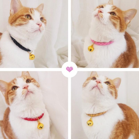 4 PCS Prepared PU Leatherette Adjustable Pet Bell Collar Cat Dog Rabbit Simple Collar Necklace, Size:S 20-25cm(Pink)