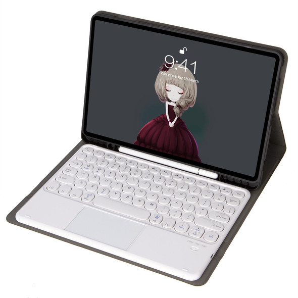 YA102B-A Detachable Lambskin Texture Round Keycap Bluetooth Keyboard Leather Tablet Case with Touch Control & Pen Slot & Stand - iPad 10.2 (2020) & (2019) / Air 3 10.5 inch / Pro 10.5 inch(Gold)