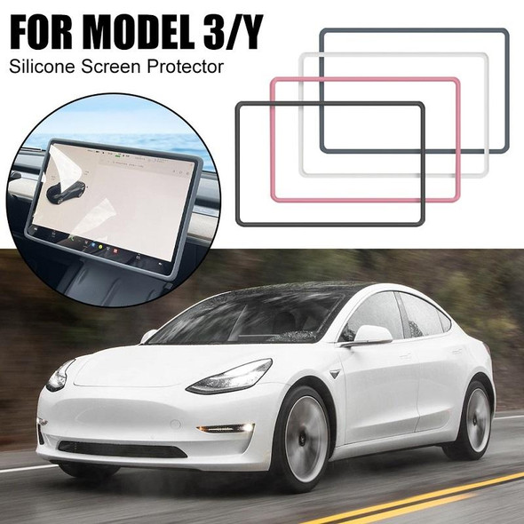 For Tesla Model3/Y Screen Bumper Protective Cover Silicone Frame(Gray)