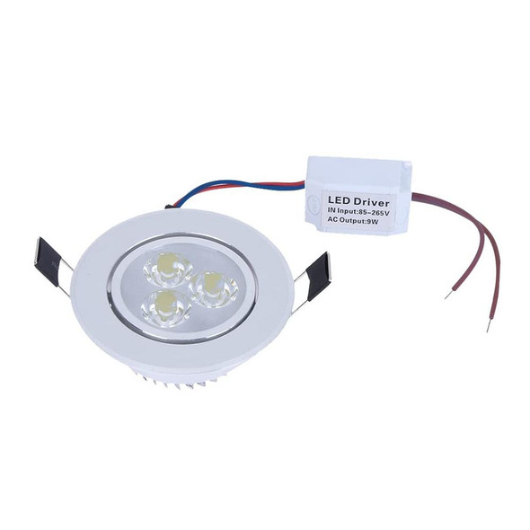 3W Ceiling Light Down Light with LED Driver, 3 LED, 270LM, Warm White Light, AC85V - 265V, Aluminum Material