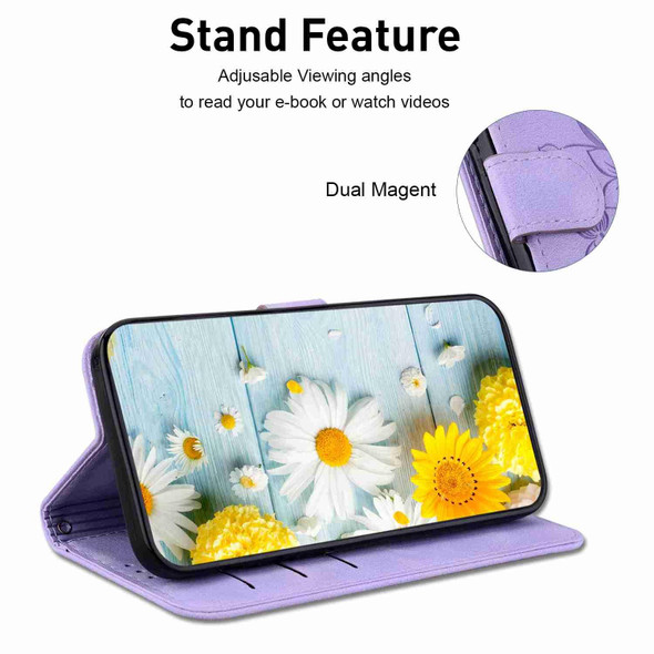 For Xiaomi 12T / 12T Pro Lily Embossed Leather Phone Case(Purple)