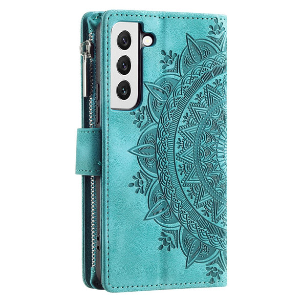 For Samsung Galaxy S22+ 5G Multi-Card Totem Zipper Leatherette Phone Case(Green)