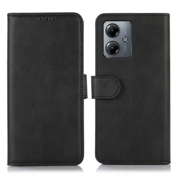 For Motorola Moto G14 4G Cow Texture Leatherette Phone Case(Black)