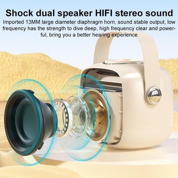 WK D43 Mini Karaoke Bluetooth Speaker(Beige)