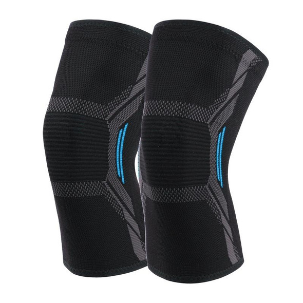 1 Pair Nylon Sports Protective Gear Four-way Stretch Knit Knee Pads, Size: M(Black Blue)