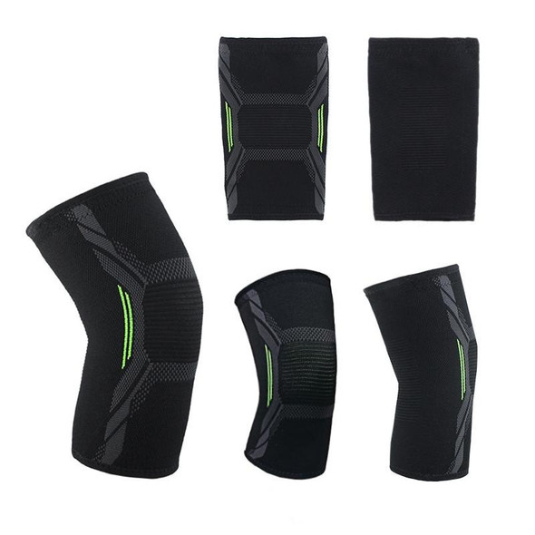 1 Pair Nylon Sports Protective Gear Four-way Stretch Knit Knee Pads, Size: XL(Dark Green)