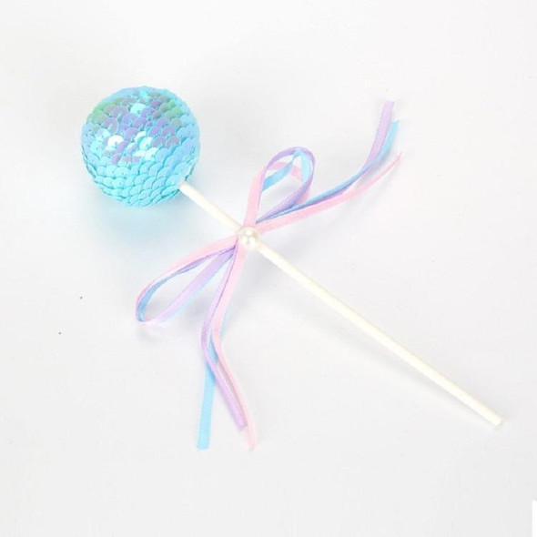 Ribbon Bow Sequin Ball Cake Party Dessert Inserted Card(Blue)